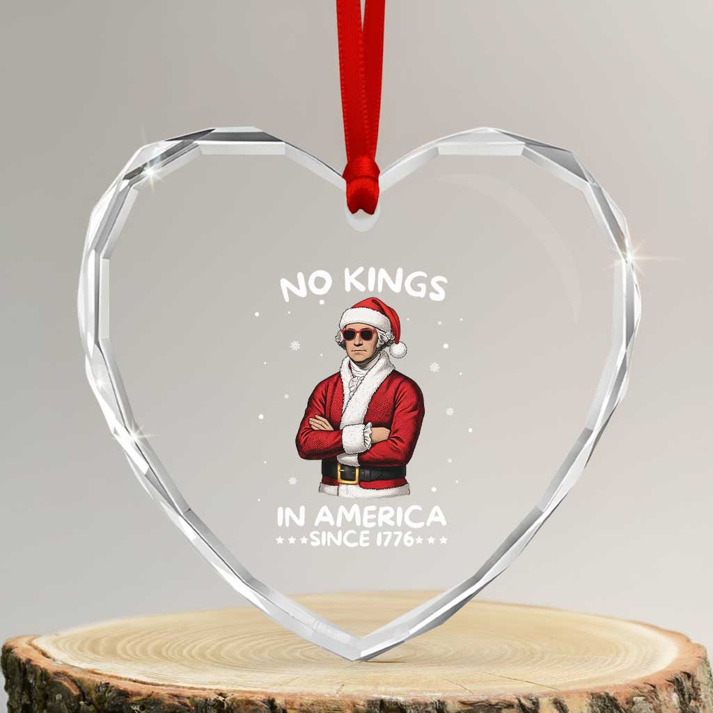 Funny Merry No Kings Since 1776 George Washington Heart Crystal Glass Ornament Christmas Gift TS12 Transparent Glass 3'' Heart Print Your Wear