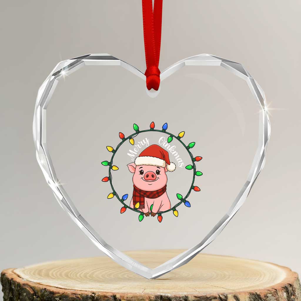 Funny Merry Oinkmas Heart Crystal Glass Ornament Farmer Christmas Pig Lover Gift TS12 Transparent Glass 3'' Heart Print Your Wear