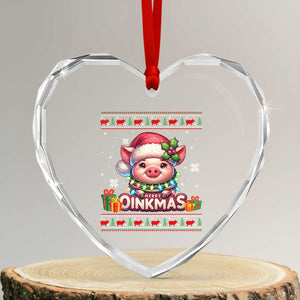 Funny Merry Oinkmas Heart Crystal Glass Ornament Pig Lover Ugly Christmas Gift TS12 Transparent Glass 3'' Heart Print Your Wear