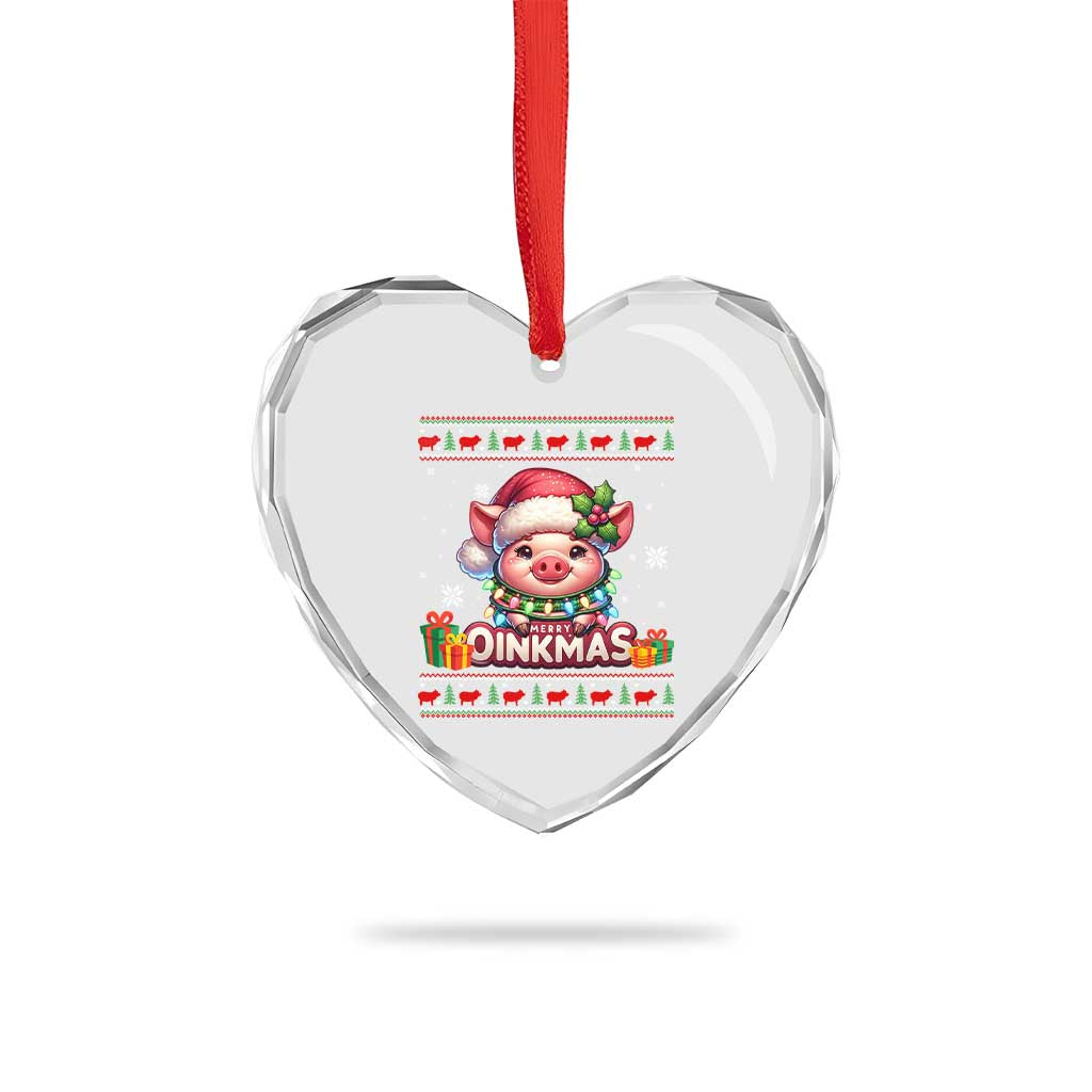Funny Merry Oinkmas Heart Crystal Glass Ornament Pig Lover Ugly Christmas Gift TS12 Print Your Wear