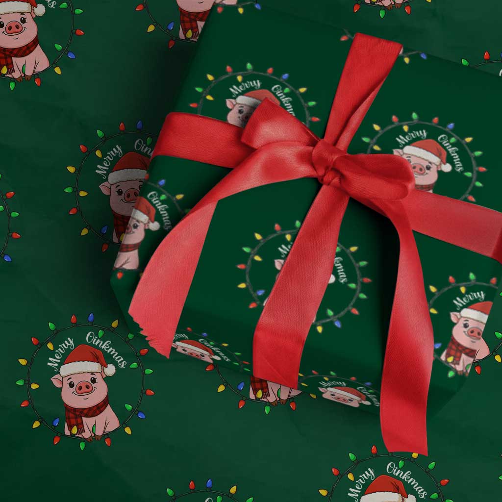 Funny Merry Oinkmas Wrapping Paper Roll Farmer Christmas Pig Lover Gift TS12 Green Print Your Wear