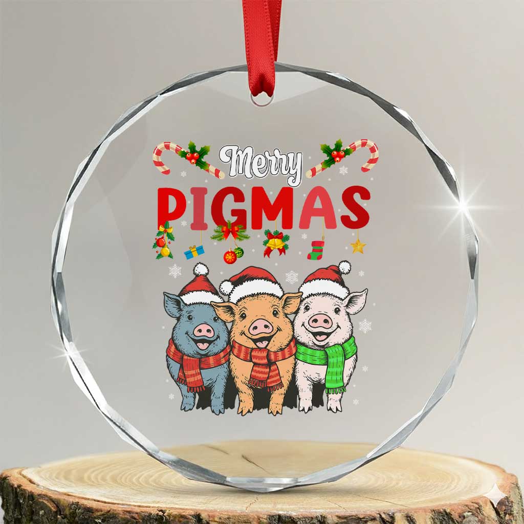 Funny Merry Pigmas Crystal Glass Ornament Christmas Pigs Farm Gift TS12 Transparent Glass 3'' Circle Print Your Wear