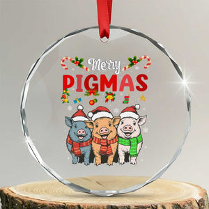 Funny Merry Pigmas Crystal Glass Ornament Christmas Pigs Farm Gift TS12 Transparent Glass 3'' Circle Print Your Wear