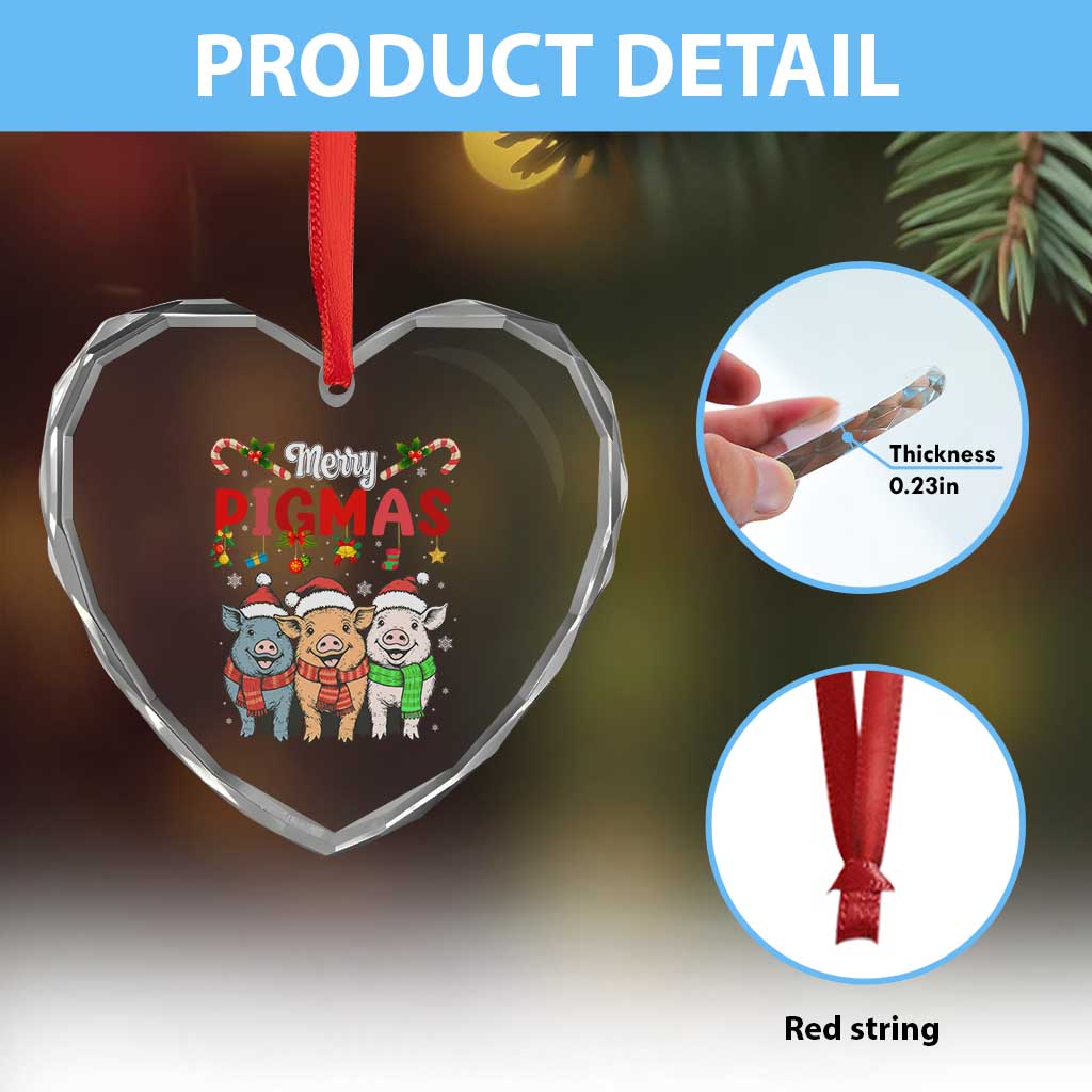 Funny Merry Pigmas Heart Crystal Glass Ornament Christmas Pigs Farm Gift TS12 Print Your Wear