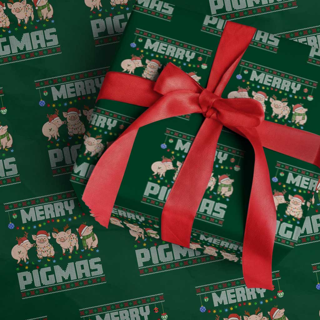 Funny Merry Pigmas Wrapping Paper Roll Christmas Pig Ugly Sweater Gift TS12 Green Print Your Wear