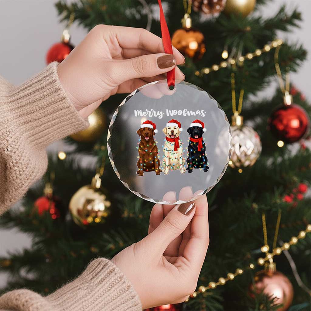 Funny Merry Woofmas Crystal Glass Ornament Labrador Funny Christmas Dog Lover Gift TS12 Print Your Wear