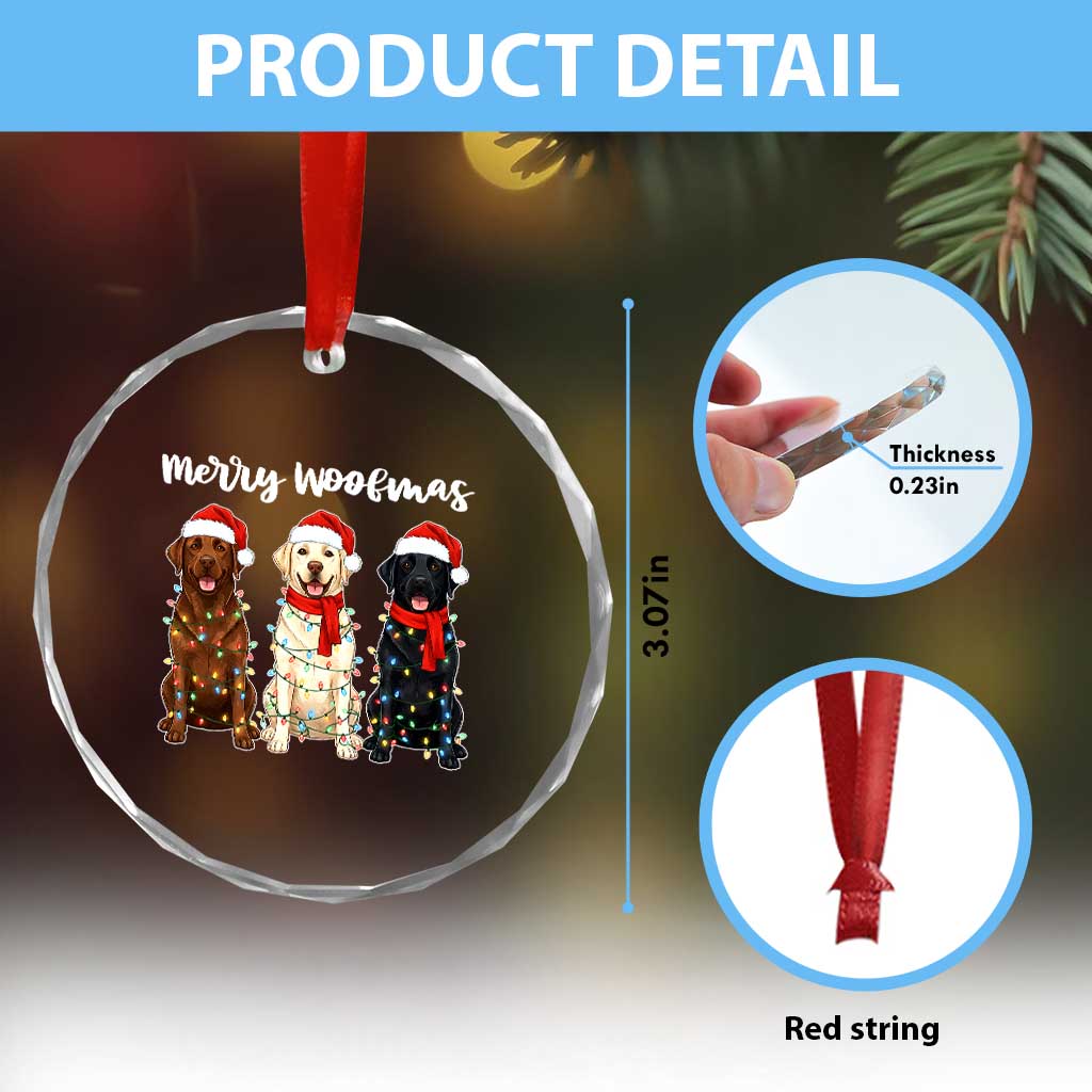 Funny Merry Woofmas Crystal Glass Ornament Labrador Funny Christmas Dog Lover Gift TS12 Print Your Wear