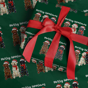 Funny Merry Woofmas Wrapping Paper Roll Labrador Funny Xmas Dog Lover Gift TS12 Green Print Your Wear