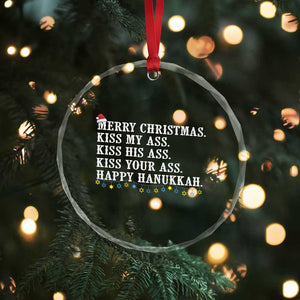 Funny Merry Xmas Kiss My His Your Ass Happy Hanukkah Crystal Glass Ornament TS11 Print Your Wear