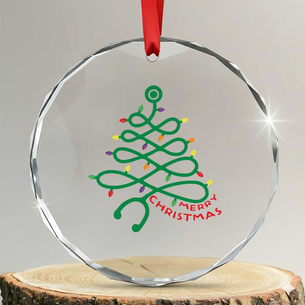 Funny Merry Xmas Nurse Crystal Glass Ornament Stethoscope Xmas Tree TS11 Transparent Glass 3'' Circle Print Your Wear