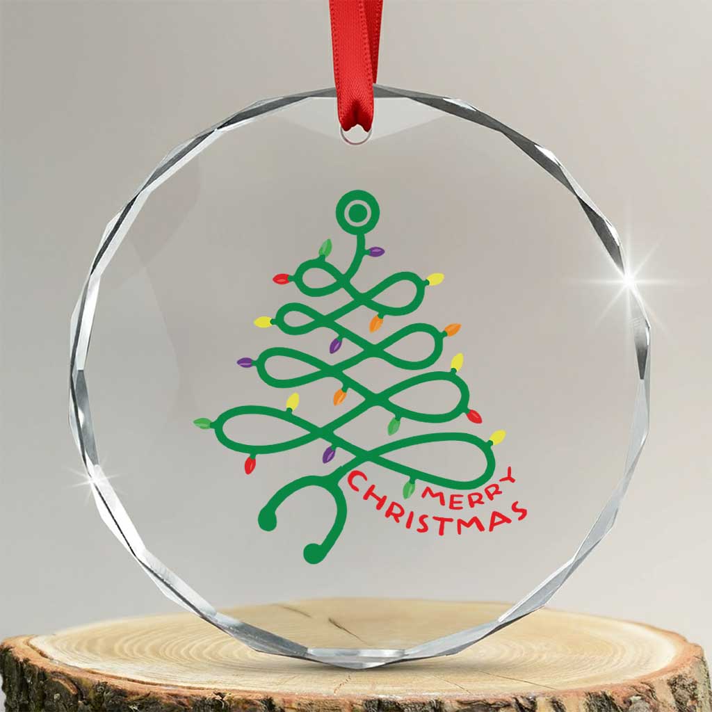 Funny Merry Xmas Nurse Crystal Glass Ornament Stethoscope Xmas Tree TS11 Transparent Glass 3'' Circle Print Your Wear