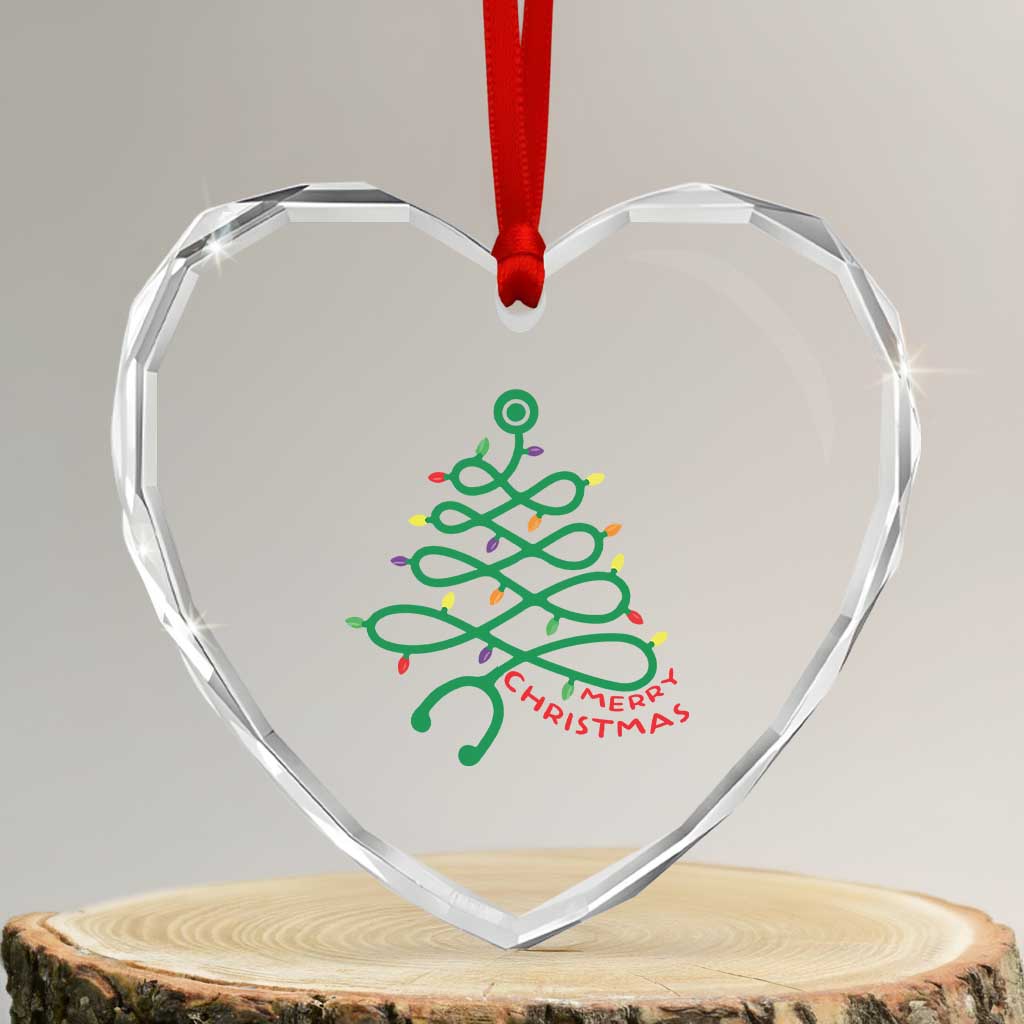 Funny Merry Xmas Nurse Heart Crystal Glass Ornament Stethoscope Xmas Tree TS11 Transparent Glass 3'' Heart Print Your Wear