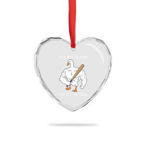 Funny Mess With The Honk You Get The Bonk Heart Crystal Glass Ornament Muscle Silly Goose TS11 Print Your Wear