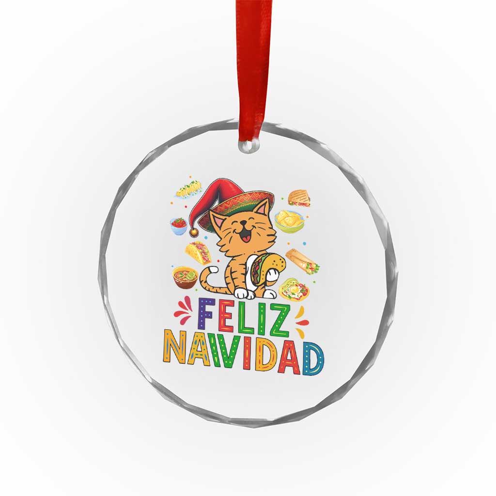 Funny Mexican Cat Christmas Crystal Glass Ornament Feliz Navidad Sombrero Kitty Xmas TS14 Print Your Wear