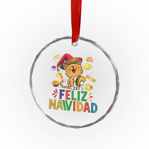 Funny Mexican Cat Christmas Crystal Glass Ornament Feliz Navidad Sombrero Kitty Xmas TS14 Print Your Wear