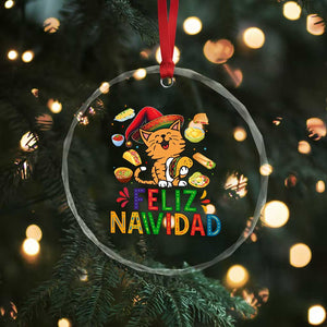 Funny Mexican Cat Christmas Crystal Glass Ornament Feliz Navidad Sombrero Kitty Xmas TS14 Print Your Wear