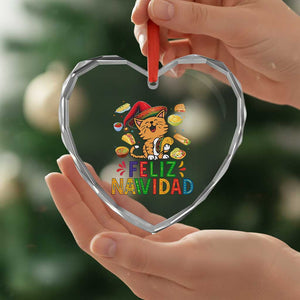 Funny Mexican Cat Christmas Heart Crystal Glass Ornament Feliz Navidad Sombrero Kitty Xmas TS14 Print Your Wear