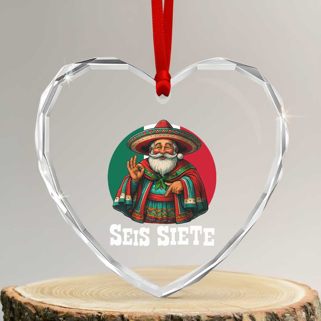 Funny Mexican Christmas 67 Heart Crystal Glass Ornament Seis Siete Santa In Mexico TS11 Transparent Glass 3'' Heart Print Your Wear