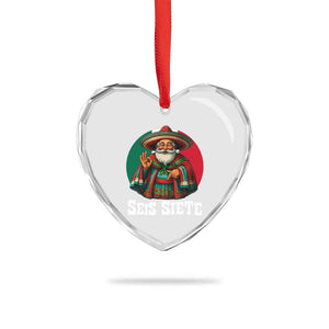 Funny Mexican Christmas 67 Heart Crystal Glass Ornament Seis Siete Santa In Mexico TS11 Print Your Wear