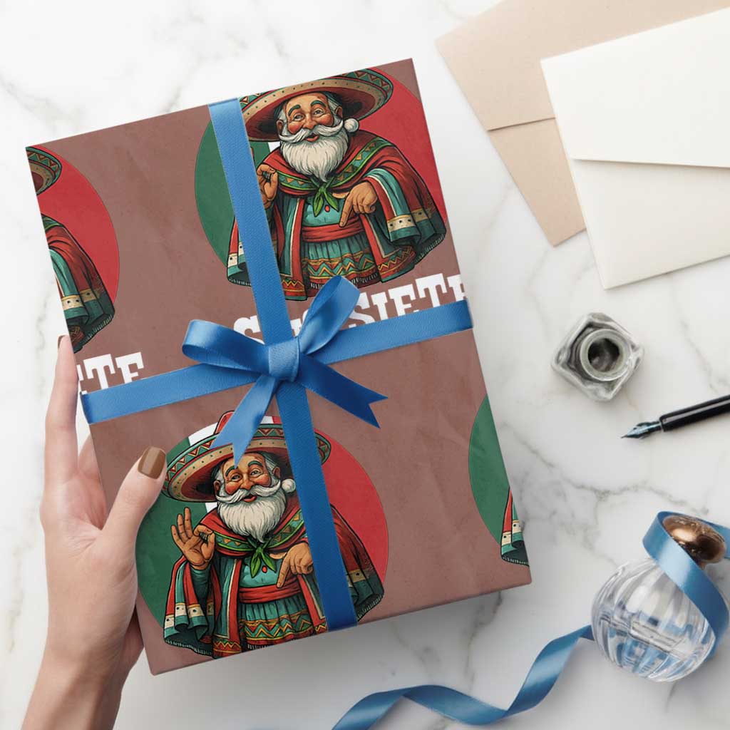 Funny Mexican Christmas 67 Wrapping Paper Roll Seis Siete Santa In Mexico TS11 Mocha Print Your Wear