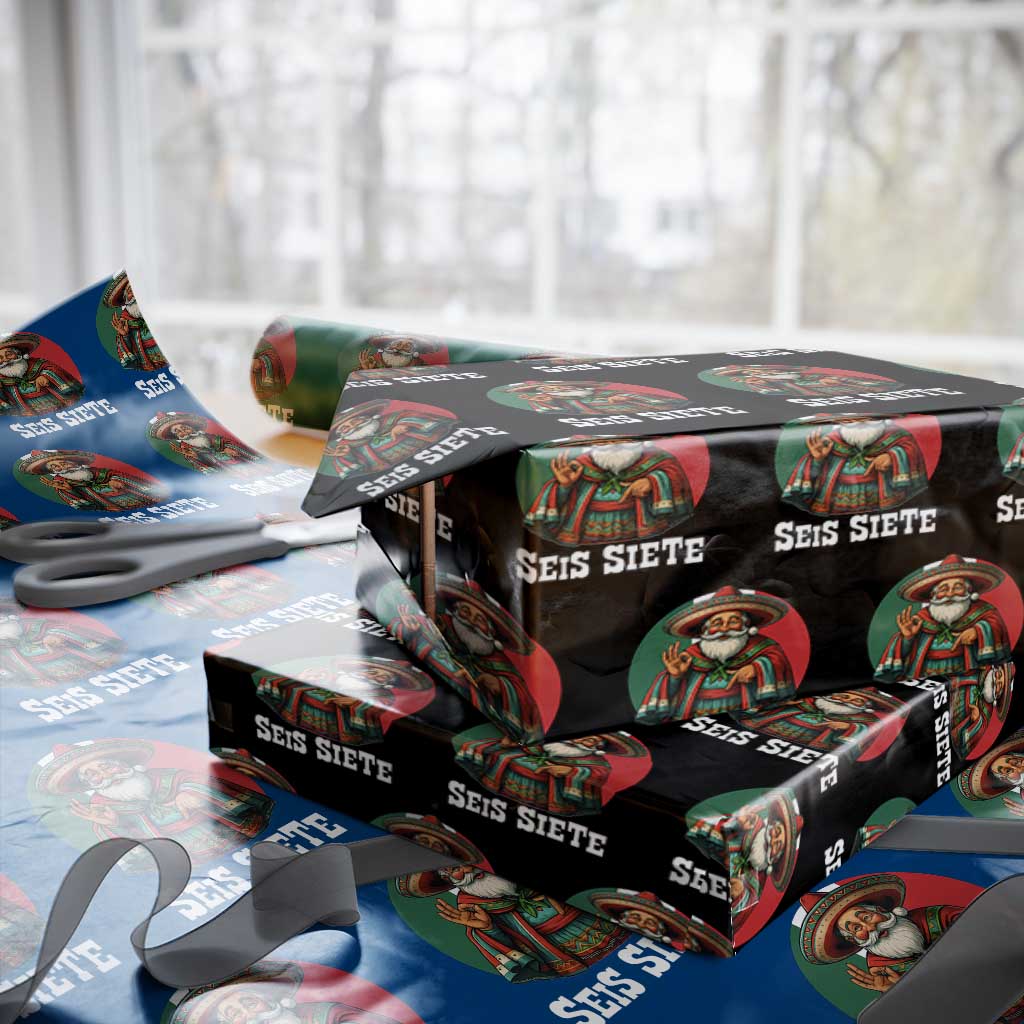 Funny Mexican Christmas 67 Wrapping Paper Roll Seis Siete Santa In Mexico TS11 Black Print Your Wear