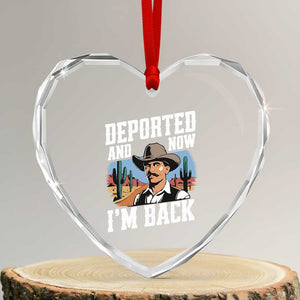 Funny Mexican Cowboy Heart Crystal Glass Ornament Now I'm Back Retro Vintage Desert TS02 Transparent Glass 3'' Heart Print Your Wear