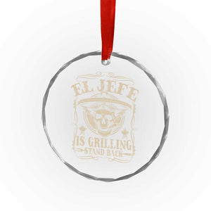 Funny Mexican Dad Crystal Glass Ornament El Jefe Grilling Stand Back TS10 Print Your Wear