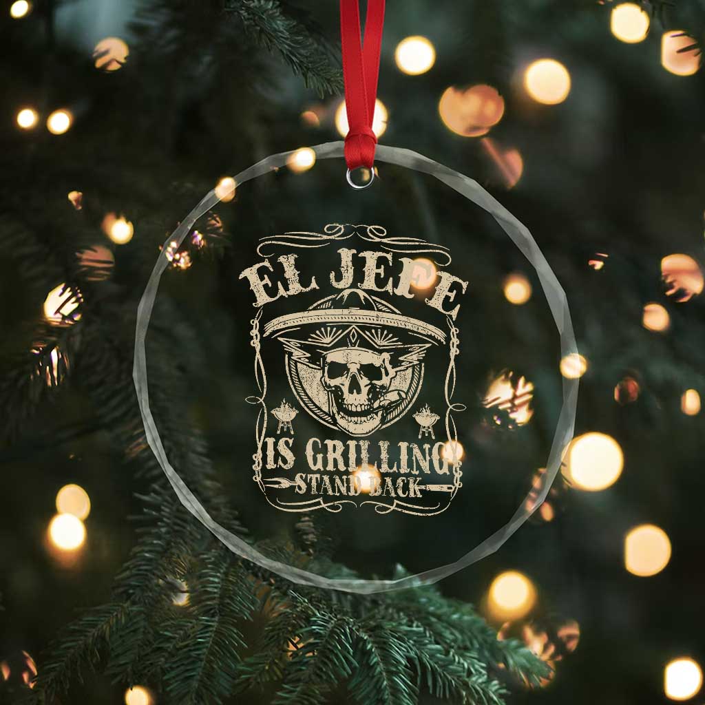 Funny Mexican Dad Crystal Glass Ornament El Jefe Grilling Stand Back TS10 Print Your Wear
