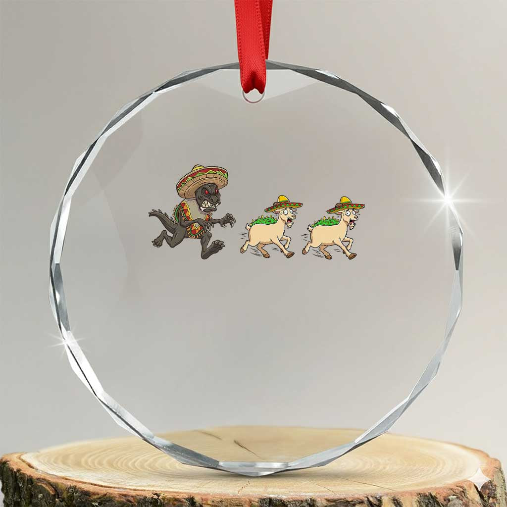 Funny Mexican Fiesta Gift Crystal Glass Ornament Chupacabra Chasing Taco Goat TS12 Transparent Glass 3'' Circle Print Your Wear