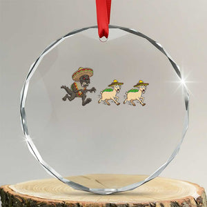 Funny Mexican Fiesta Gift Crystal Glass Ornament Chupacabra Chasing Taco Goat TS12 Transparent Glass 3'' Circle Print Your Wear