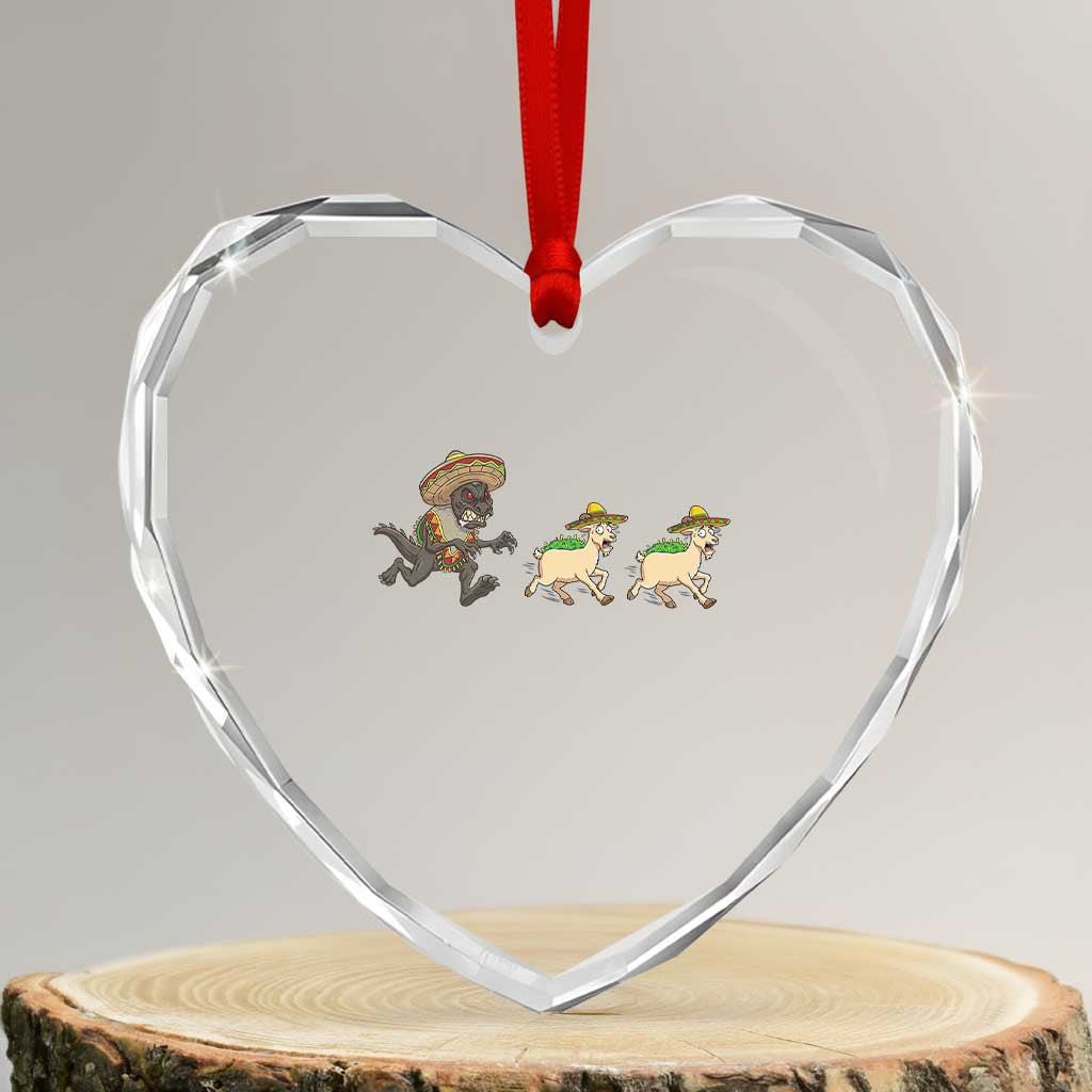 Funny Mexican Fiesta Gift Heart Crystal Glass Ornament Chupacabra Chasing Taco Goat TS12 Transparent Glass 3'' Heart Print Your Wear