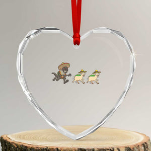 Funny Mexican Fiesta Gift Heart Crystal Glass Ornament Chupacabra Chasing Taco Goat TS12 Transparent Glass 3'' Heart Print Your Wear