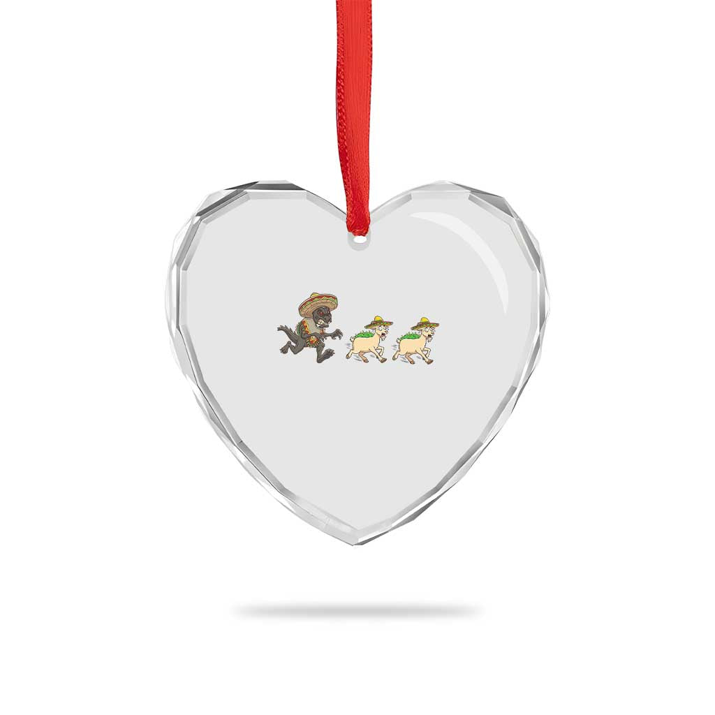 Funny Mexican Fiesta Gift Heart Crystal Glass Ornament Chupacabra Chasing Taco Goat TS12 Print Your Wear