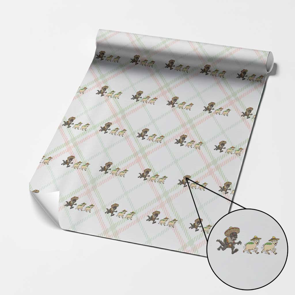 Funny Mexican Fiesta Gift Wrapping Paper Roll Chupacabra Chasing Taco Goat TS12 Christmas Plaid Print Your Wear