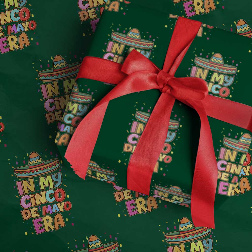 Funny Mexican Fiesta Party Wrapping Paper Roll In My Cinco De Mayo Era TS12 Green Print Your Wear
