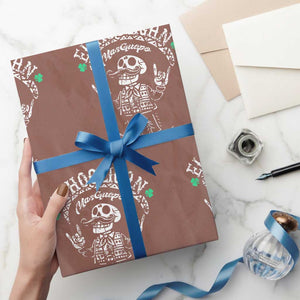 Funny Mexican Mariachi Skeleton Wrapping Paper Roll El Hooligan Mas Guapo Very Handsome TS02 Mocha Print Your Wear
