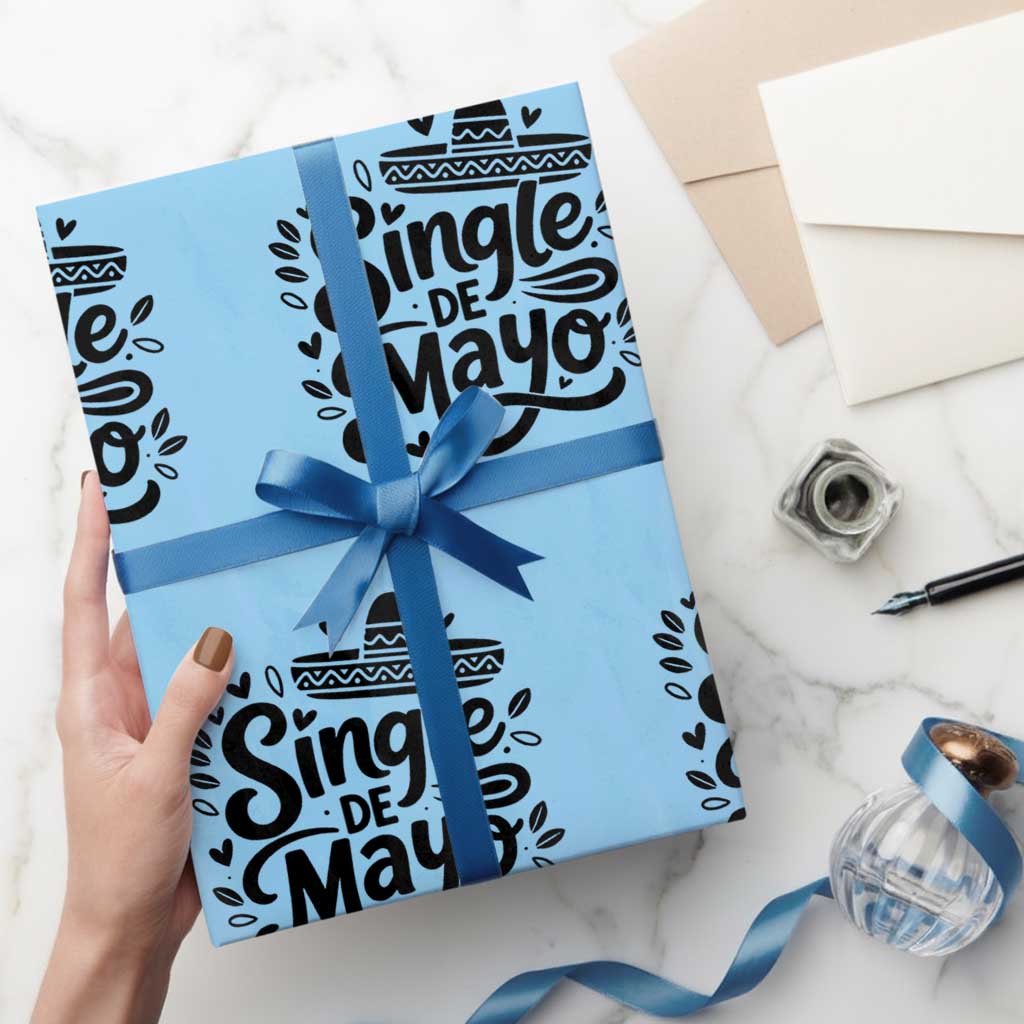 Funny Mexican Party Gift Wrapping Paper Roll Single De Mayo Squad TS12 Light Blue Print Your Wear