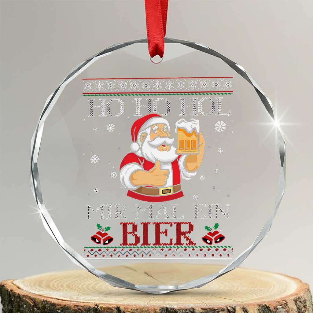 Funny Mexican Santa Drinking Crystal Glass Ornament Ho Ho Hol Mir Mal Ein Bier Hold Me A Beer Xmas Party TS02 Transparent Glass 3'' Circle Print Your Wear
