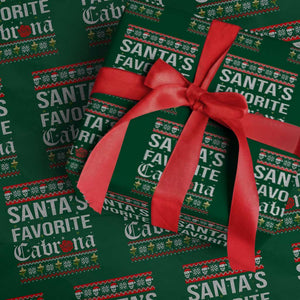 Funny Mexican Ugly Xmas Wrapping Paper Roll Santa's Favorite Cabrona Xmas Party Gift TS02 Green Print Your Wear