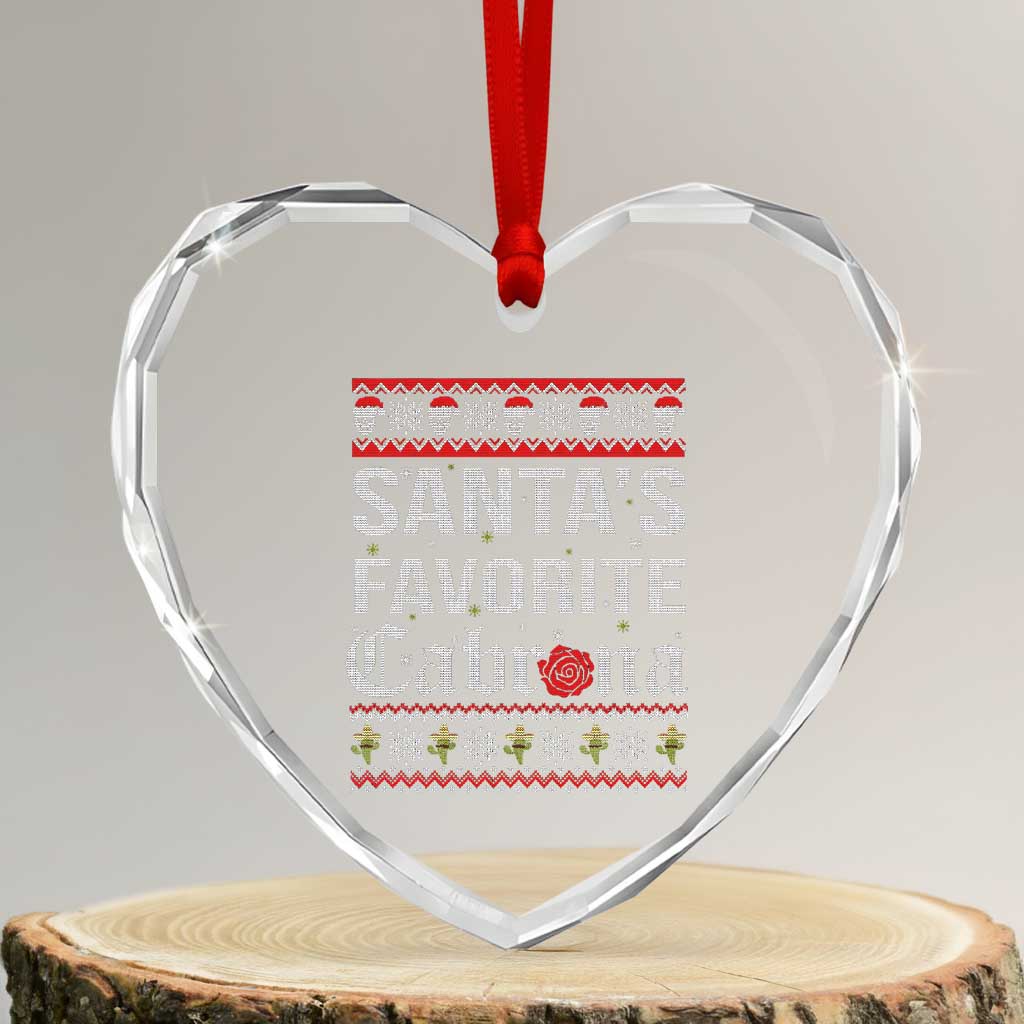 Funny Mexican Ugly Xmas Heart Crystal Glass Ornament Santa's Favorite Cabrona Xmas Party Gift TS02 Transparent Glass 3'' Heart Print Your Wear
