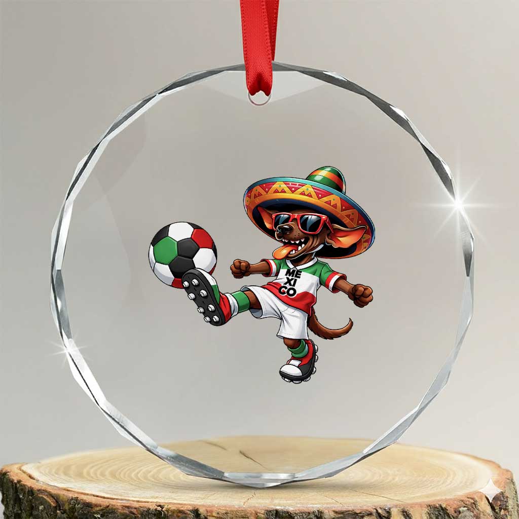 Funny Mexican Xolo Dog Playing Soccer Crystal Glass Ornament Football Fan Gift TS12 Transparent Glass 3'' Circle Print Your Wear