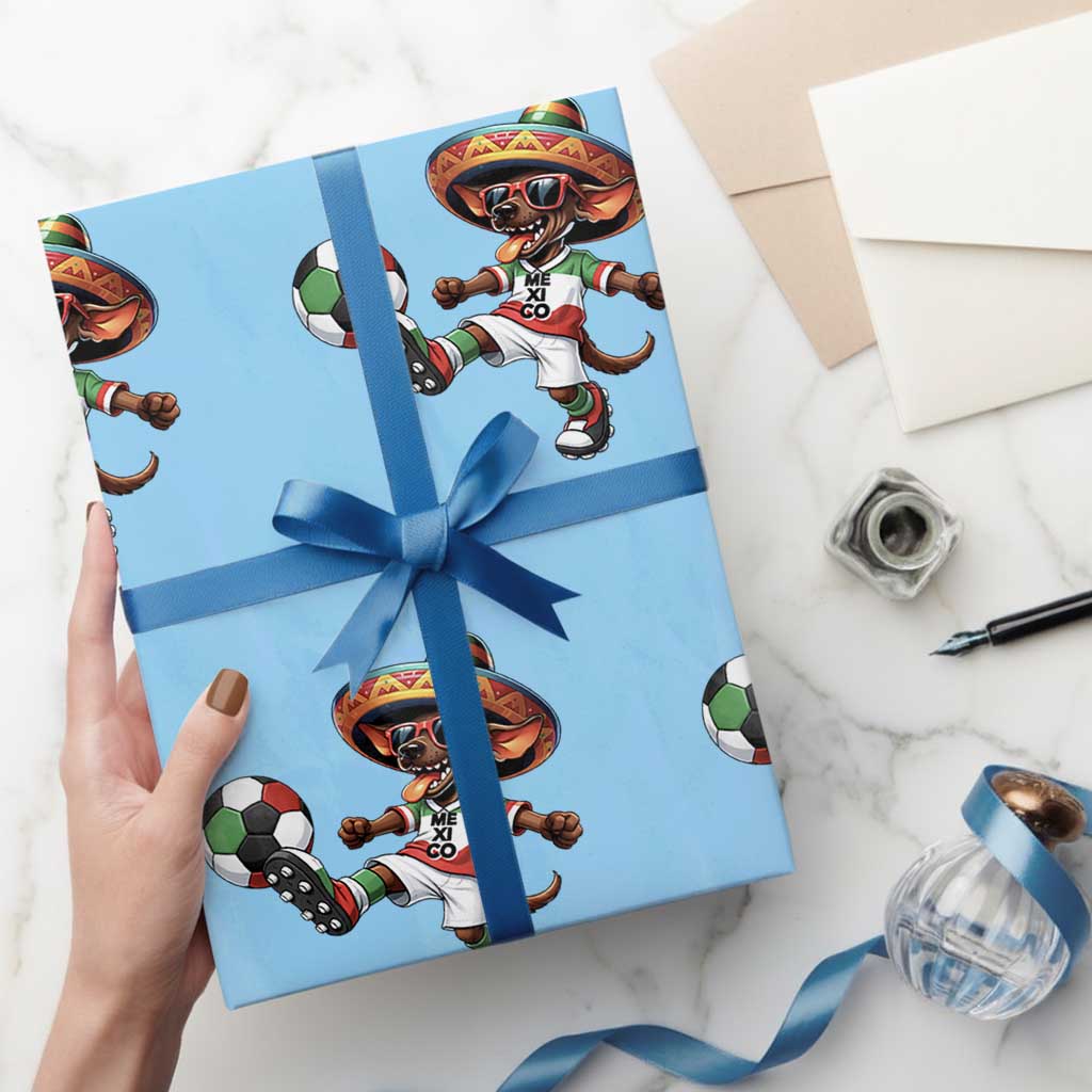 Funny Mexican Xolo Dog Playing Soccer Wrapping Paper Roll Football Fan Gift TS12 Light Blue Print Your Wear