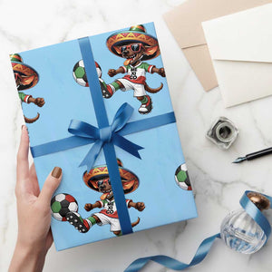 Funny Mexican Xolo Dog Playing Soccer Wrapping Paper Roll Football Fan Gift TS12 Light Blue Print Your Wear