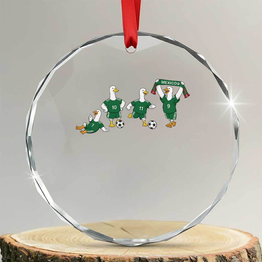 Funny Mexico Merlin the Duck Playing Soccer Graphic Crystal Glass Ornament Mexican Spirit Football Fans Cheer TS02 Transparent Glass 3'' Circle Print Your Wear