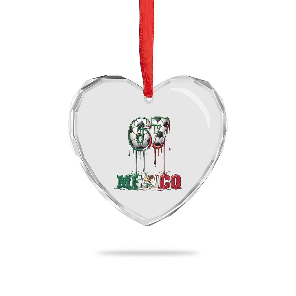 Funny Mexico Soccer 67 Meme Heart Crystal Glass Ornament Chicano Soccer Lovers TS12 Print Your Wear
