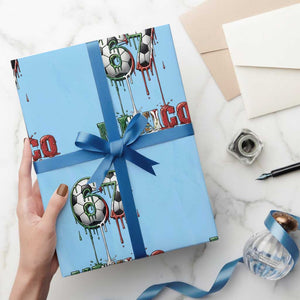 Funny Mexico Soccer 67 Meme Wrapping Paper Roll Chicano Soccer Lovers TS12 Light Blue Print Your Wear