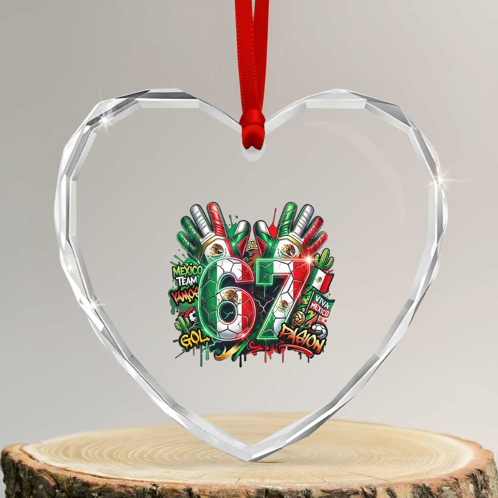 Funny Mexico Soccer Heart Crystal Glass Ornament Six Seven Meme Trending Gift TS12 Transparent Glass 3'' Heart Print Your Wear
