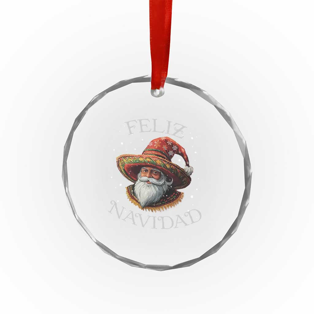 Funny Mexico Xmas Crystal Glass Ornament Santa Sombrero Feliz Navidad TS09 Print Your Wear
