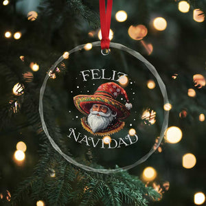 Funny Mexico Xmas Crystal Glass Ornament Santa Sombrero Feliz Navidad TS09 Print Your Wear