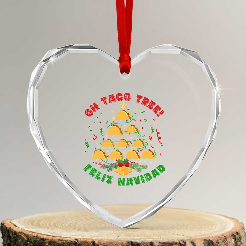 Funny Mexico Xmas Heart Crystal Glass Ornament Oh Taco Tree Tacos Lover TS09 Transparent Glass 3'' Heart Print Your Wear
